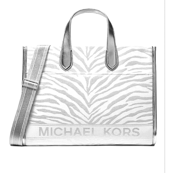 Michael Kors Handbags - Michael Kors Gigi Small Crossbody Bag Silver Metallic Zebra Print